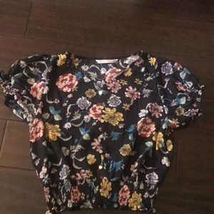 Kids large light shirt with adorable small raffled sleeves raffled bottom waist